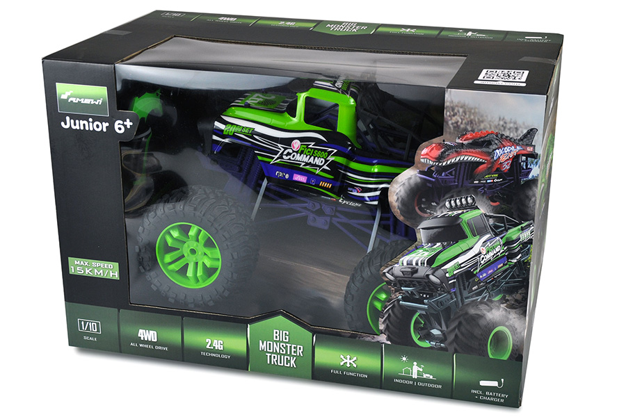 Radiostyrd bil - 1:10 - Green Command Big Monstertruck - RTR