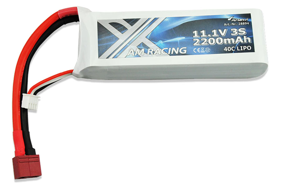 RC Radiostyrt Batteri - 11,1V 2200mAh LiPo - 40C - T-kontakt - AMW