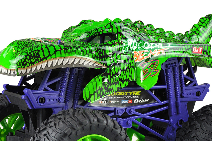 Radiostyrd bil - 1:10 - Green Crocodile Beast Big Monstertruck - RTR