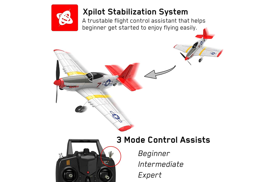 Demo - Radiostyrt flygplan - Mini Mustang BL - 2,4Ghz - SRTF