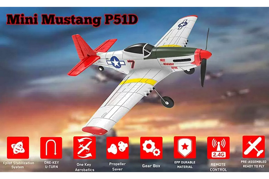 Demo - Radiostyrt flygplan - Mini Mustang BL - 2,4Ghz - SRTF