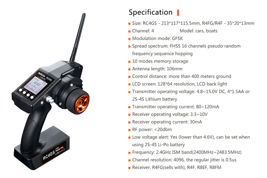 Sändarpaket - 4CH 2,4Ghz - RadioLink RC4GS V2 Gyro Digital