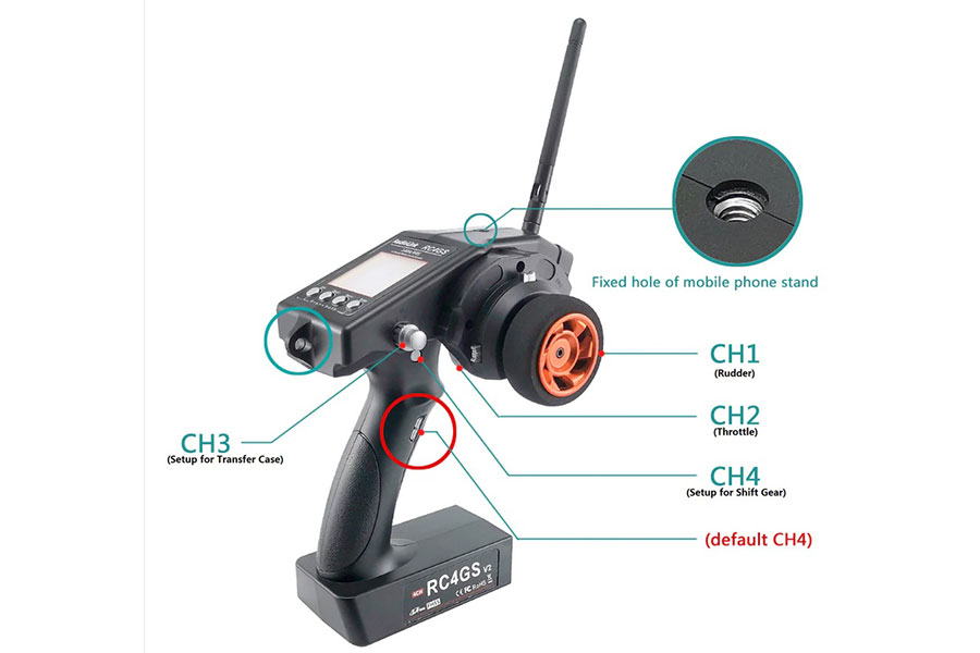 Sändarpaket - 4CH 2,4Ghz - RadioLink RC4GS V2 Gyro Digital