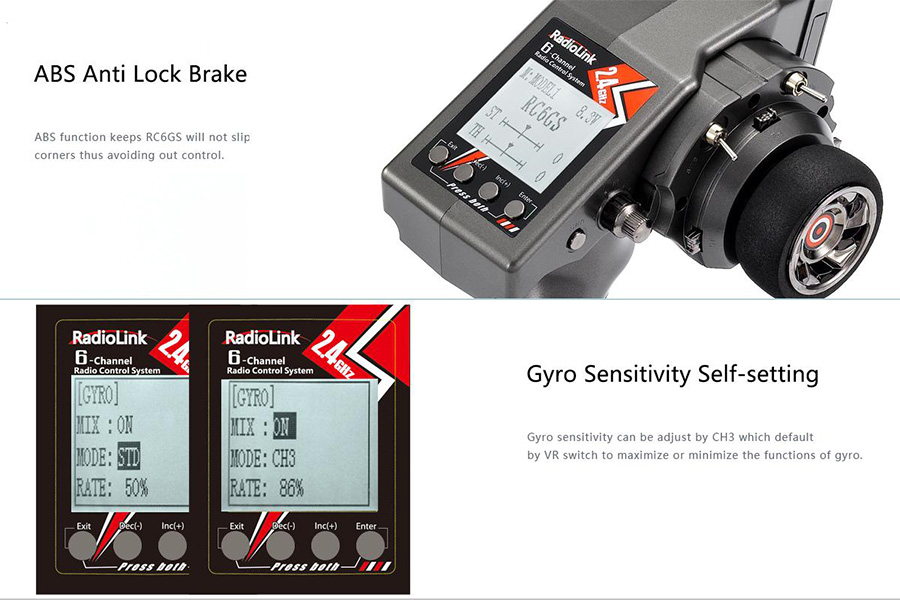 Sändarpaket - RadioLink RC6GS V2 Gyro 6Ch 2,4Ghz Digital Telemetry