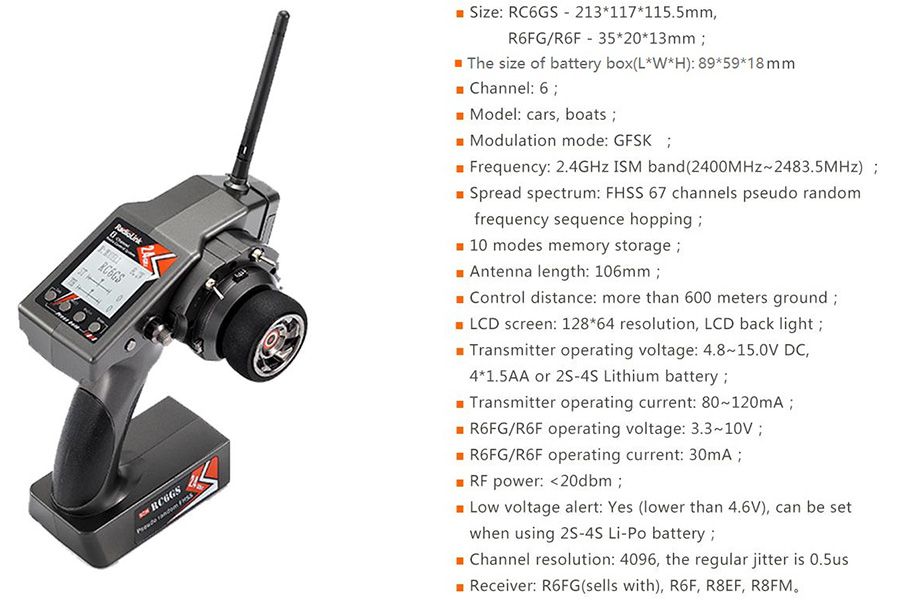 Sändarpaket - RadioLink RC6GS V2 Gyro 6Ch 2,4Ghz Digital Telemetry