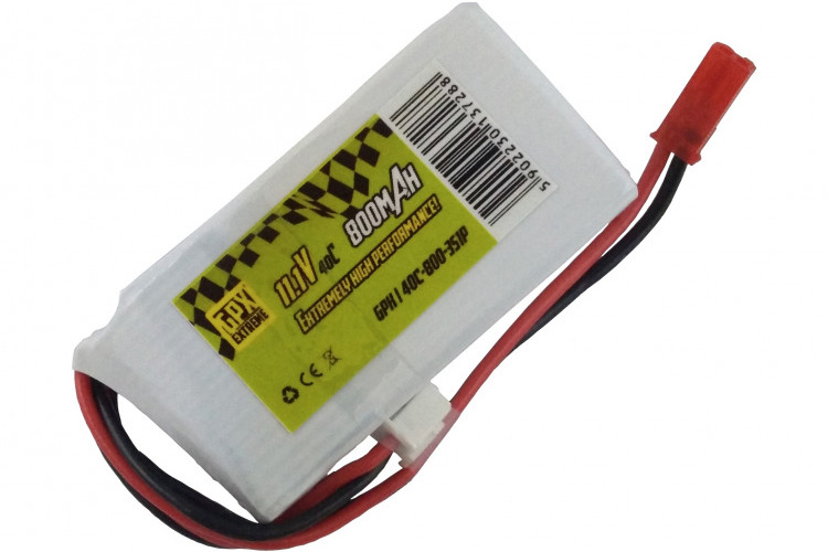 RC Radiostyrt Batteri - 11,1V 800mAh LiPo - 40C - JST - GPX