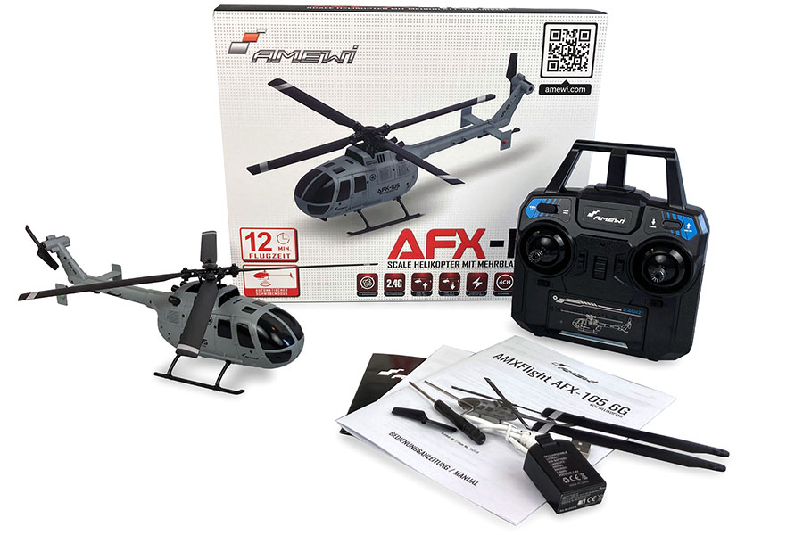 Radiostyrd helikopter - AFX-105 - 2,4Ghz - 6G - 4ch - RTF