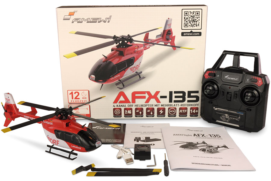 Radiostyrd helikopter - AFX-135 DRF - 2,4Ghz - 6G - 4ch - RTF