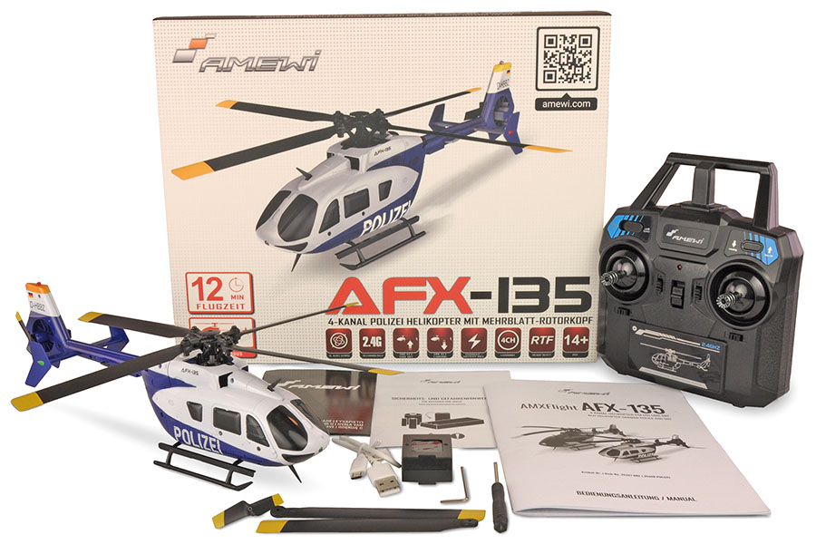 Radiostyrd helikopter - AFX-135 Polizie - 2,4Ghz - 6G - 4ch - RTF