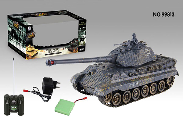 RC Radiostyrt Battle Tank - King Tiger V3 - 1:28 - 2,4GHz - RTR
