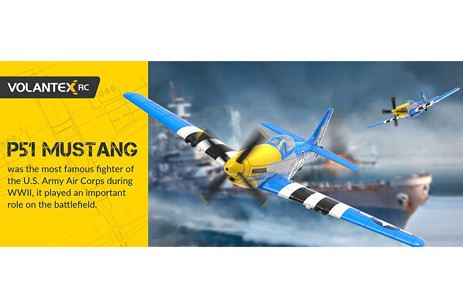 Radiostyrt flygplan - Mini P51D Mustang V2 BL - 4 kanals - 2,4Ghz - SRTF