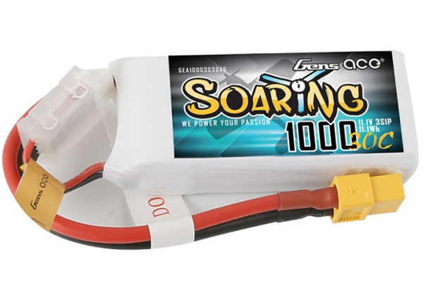 Batteri LiPo 1000mAh 11,1V 30C SOARING Gens Ace