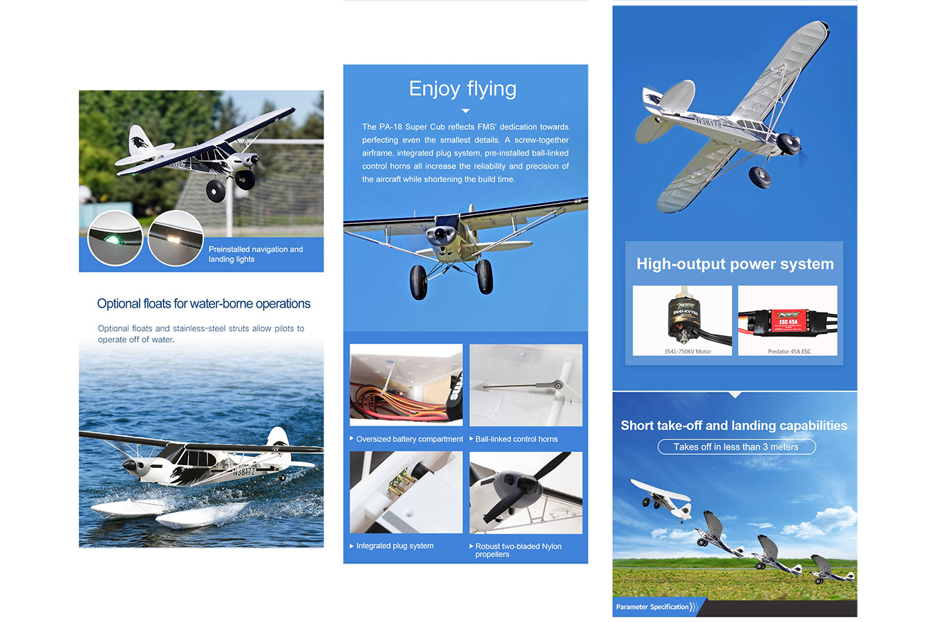 Sjöflygplan - Piper PA-18 Super Cub BL - 2,4Ghz - 6ch - PNP