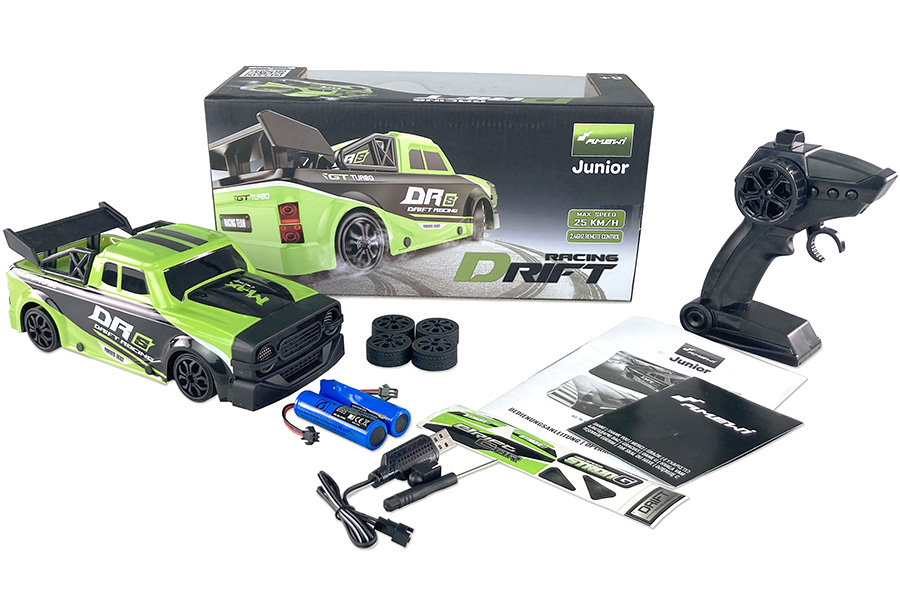 Radiostyrd bil - 1:18 - DRS Drift racing car 2,4Ghz 4WD - Green - RTR