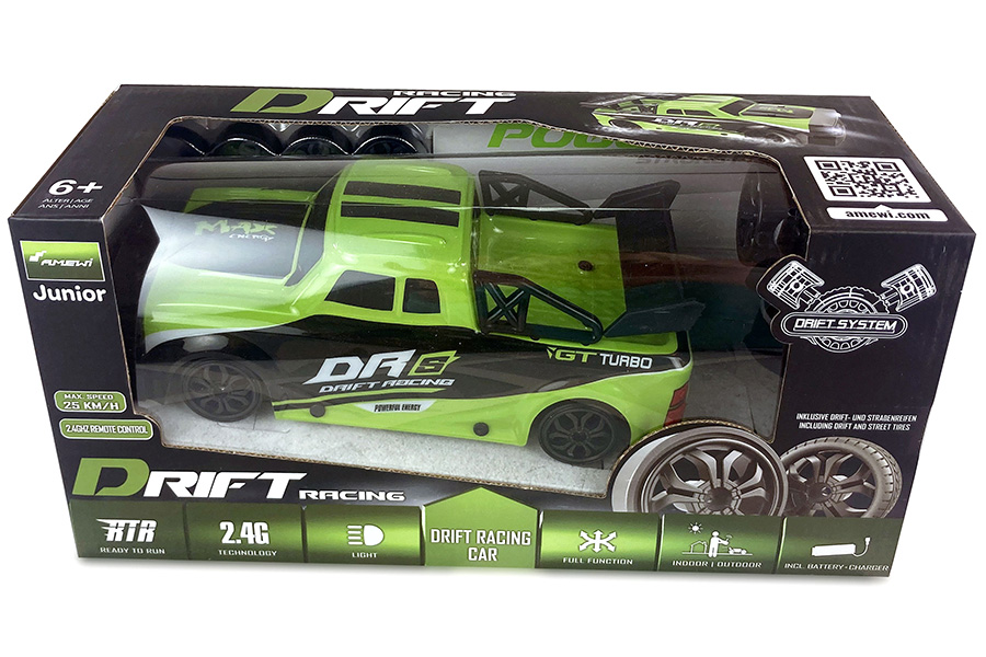 Radiostyrd bil - 1:18 - DRS Drift racing car 2,4Ghz 4WD - Green - RTR