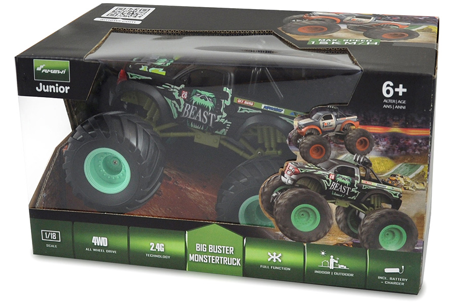 Radiostyrd bil - 1:18 - Big Buster Green - RTR