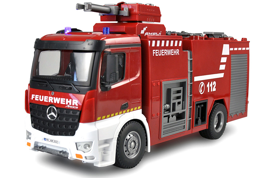 Radiostyrd brandbil - Mercedes Benz Brandspruta - 2,4Ghz - Amw - 1:18 - RTR