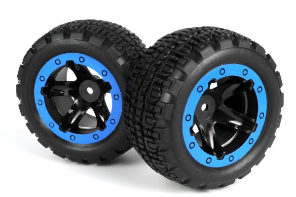 RC Radiostyrt Slyder ST Wheels/Tires Assembled (Black/Blue)