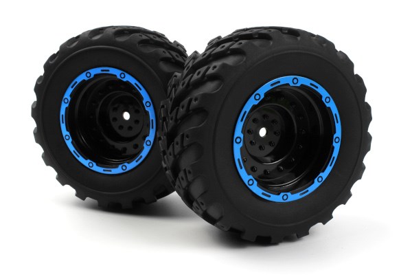 RC Radiostyrt Smyter MT Wheels/Tires Assy (Black/Blue/2pcs)