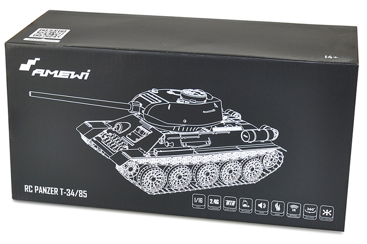 Radiostyrd stridsvagn - 1:16 - T34/85 - V7 - Met.Vxl - 2,4Ghz - RTR