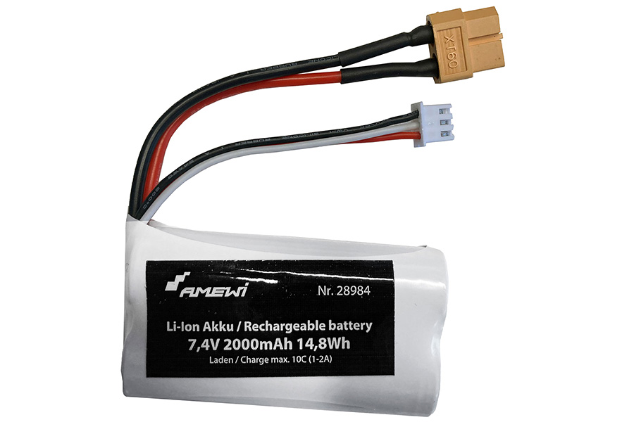 RC Radiostyrt Li-Ion batteri 2S 7,4V 2000mAh XT60
