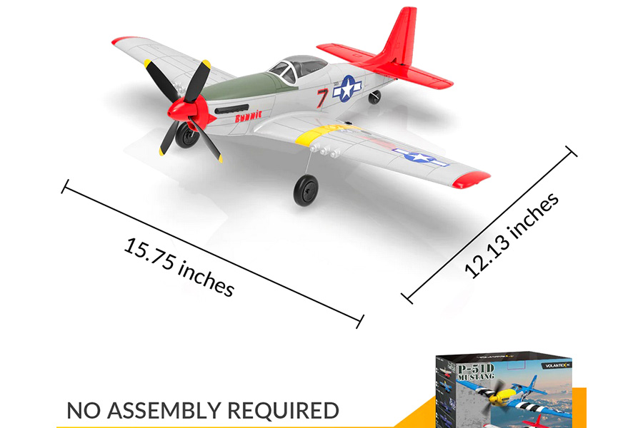 Radiostyrt flygplan - Mini P51D Mustang V2 BL Röd - 4 kanals - 2,4Ghz - SRTF