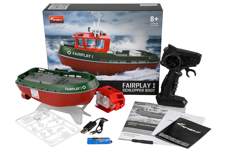 Radiostyrd bogserbåt - Fairplay I Grön - 1:72 - 2,4Ghz - RTR - AMW