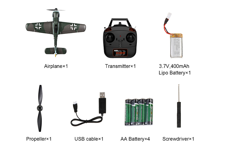Radiostyrt flygplan - Mini FW190 BL TopRC - 4 kanals - 2,4Ghz - SRTF