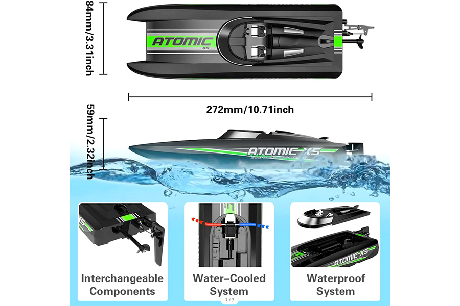 Radiostyrd båt - Atomic XS Black - 2,4Ghz - RTR