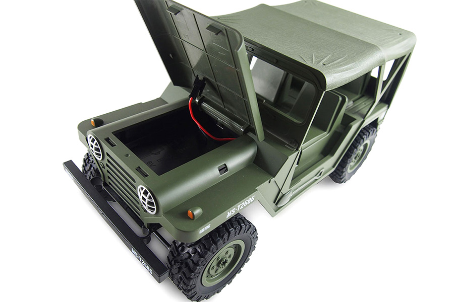 Radiostyrd bil - Amerikansk militär jeep 4WD 1:14 - 2,4ghz - RTR