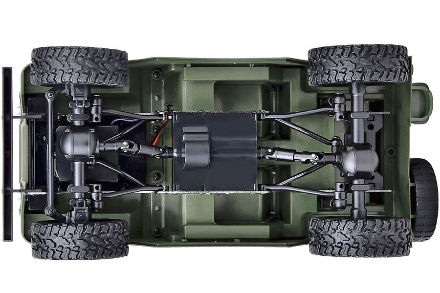 Radiostyrd bil - Amerikansk militär jeep 4WD 1:14 - 2,4ghz - RTR