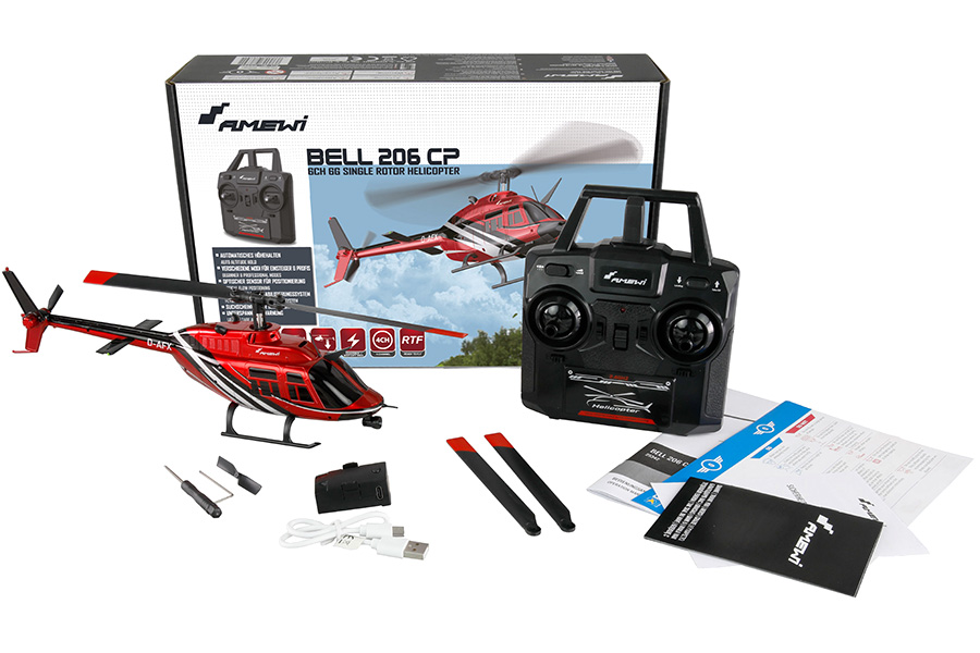 Radiostyrd helikopter - Bell 206 CP Jet Ranger - 2,4Ghz - 6G - 6ch - RTF