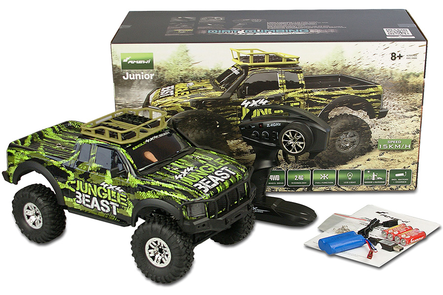 RC Crawler - 1:10 - Dirt Climbing Beast Pick-Up Crawler 4wd - 2,4Ghz - Svart/grön - RTR