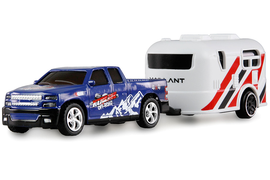 Radiostyrd bil - 1:64 - RC Pickup Die Cast med släp - Blå - RTR
