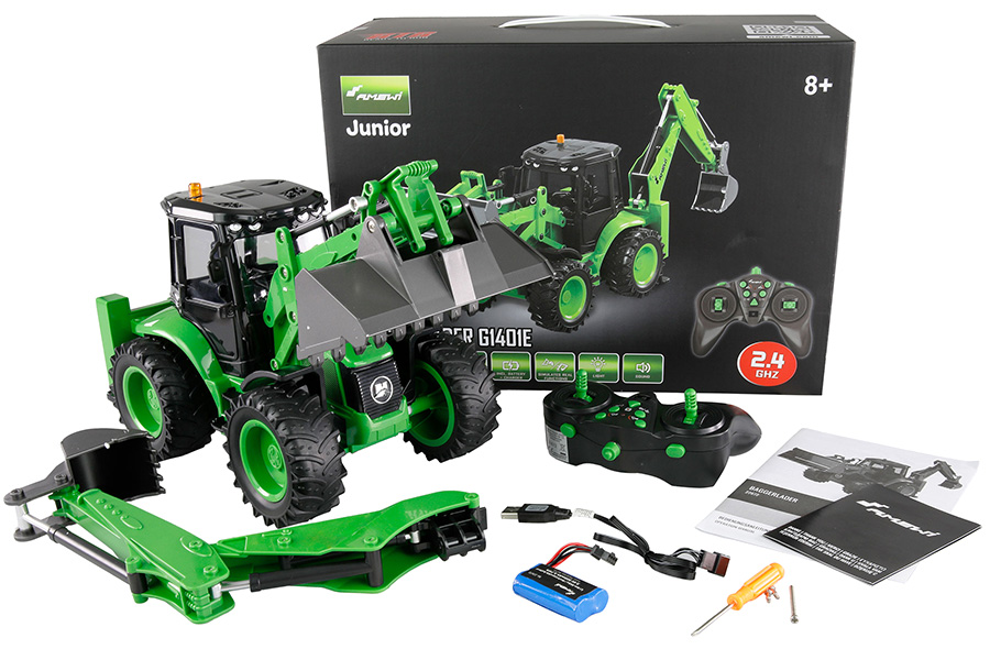 Thumbnail 654 för Radiostyrd Traktor - 1:14 Traktorgrävare med frontlastare - RTR