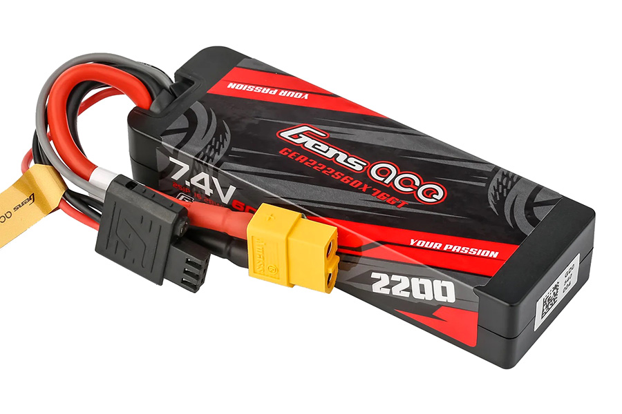 Thumbnail 654 för Batteri - 7,4V 2200mAh Hard Case GRP-76 60C Gens Ace - XT60