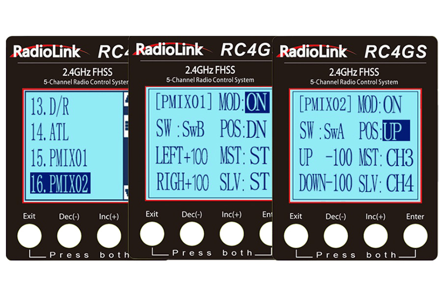 Thumbnail 654 för Sändarpaket - 5CH 2,4Ghz - RadioLink RC4GS V3 Gyro Digital