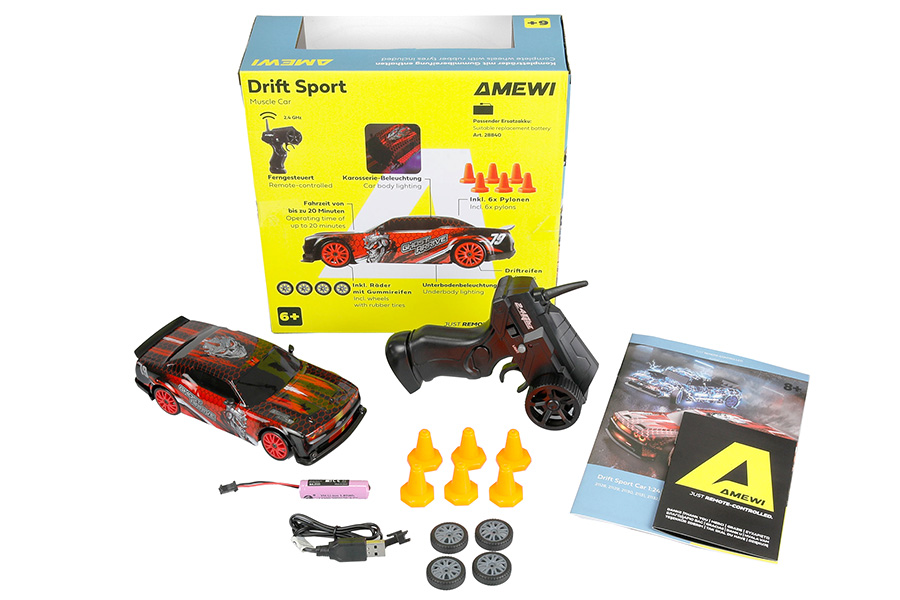 Thumbnail 654 fr Radiostyrd bil - Drift Car Muscle Car 4WD - Red - 1:24 - RTR