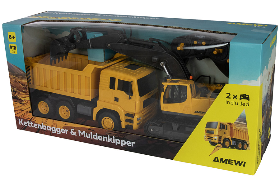 Thumbnail 654 fr Radiostyrd Grävmaskin och Dumper - 1:18 - RTR
