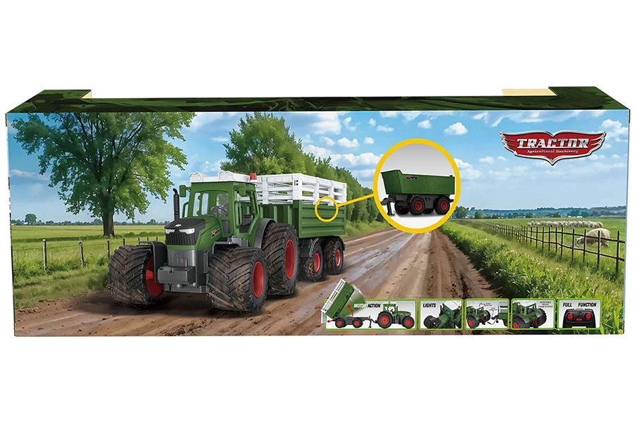 Thumbnail 655 fr Radiostyrd Traktor - 1:24 Traktor med grönt släp - RTR