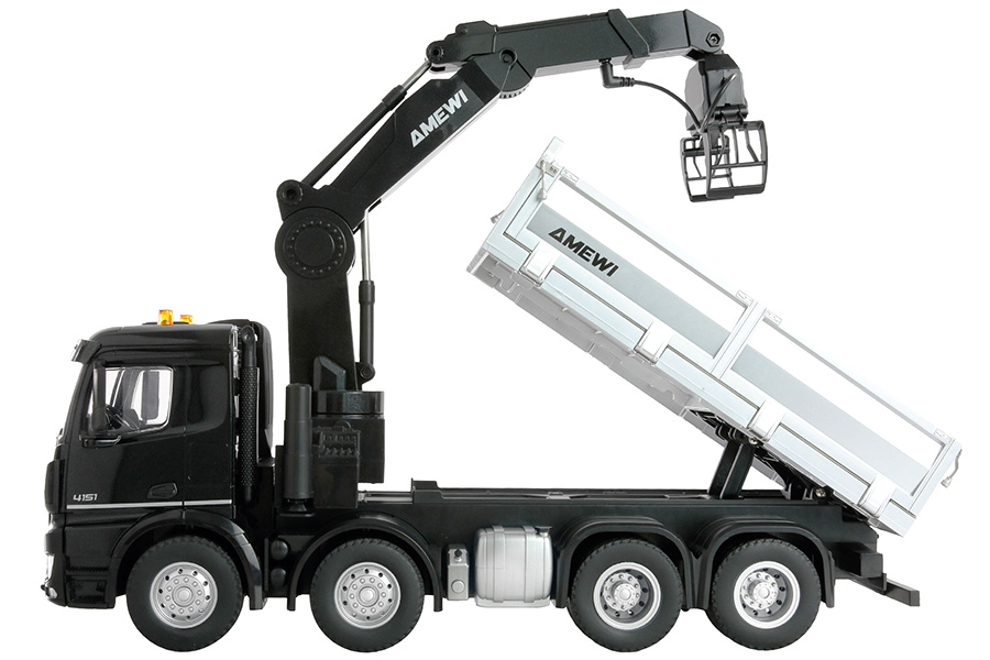 Thumbnail 659 f�r Radiostyrd kranbil - Mercedes Benz Arocs Kranbil med tippflak - 1:18 - 2,4GHz - RTR