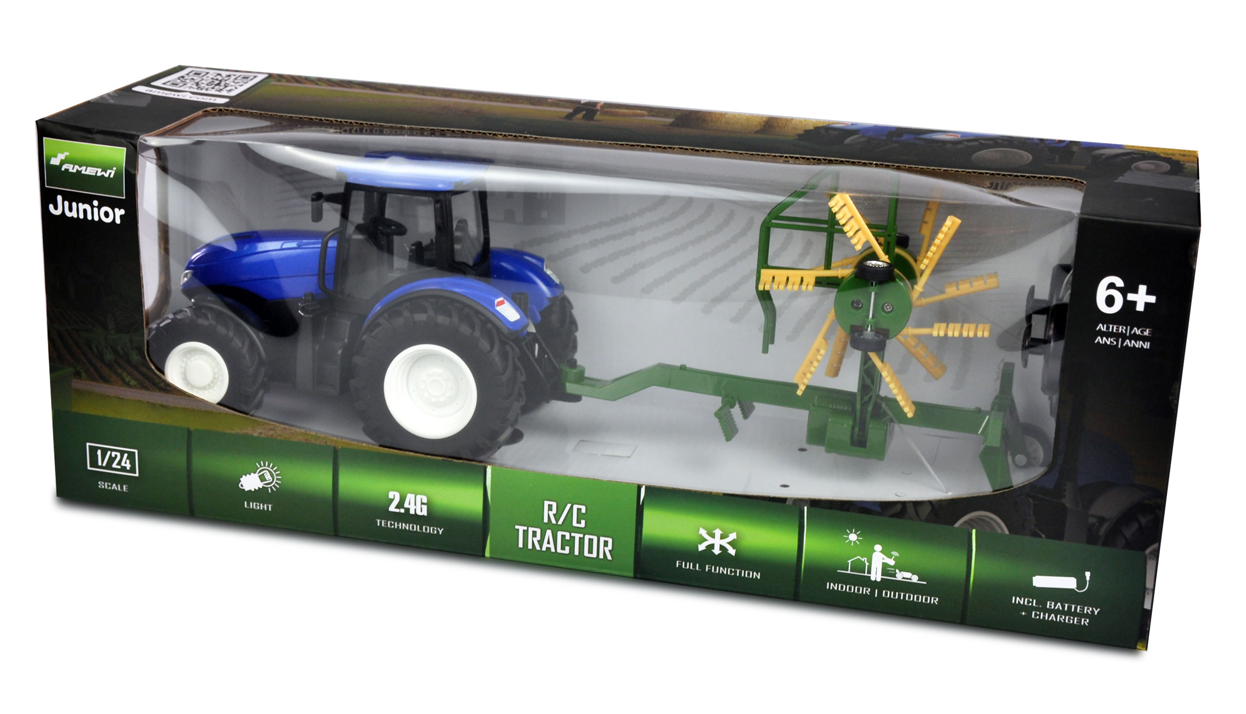 Thumbnail 678 f�r Radiostyrd Traktor - 1:24 Traktor med h&ouml;v&auml;ndare - RTR