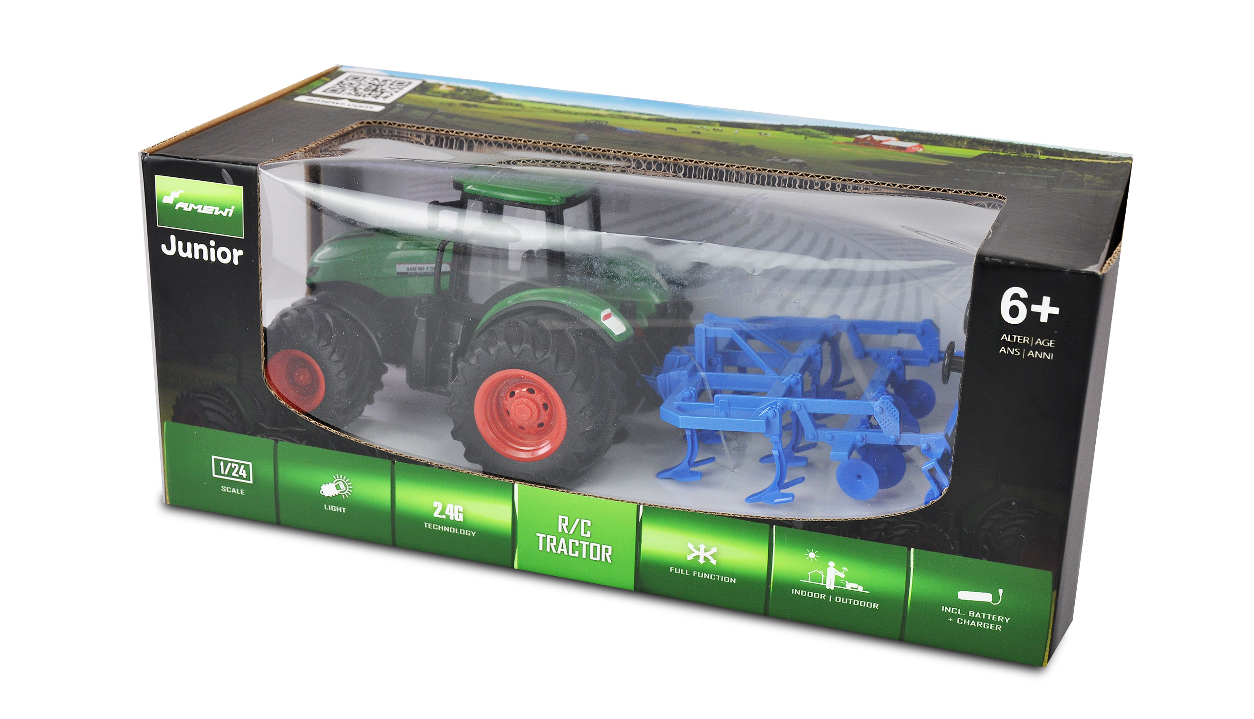 Thumbnail 678 f�r Radiostyrd Traktor - 1:24 Traktor med tallriksharv - RTR