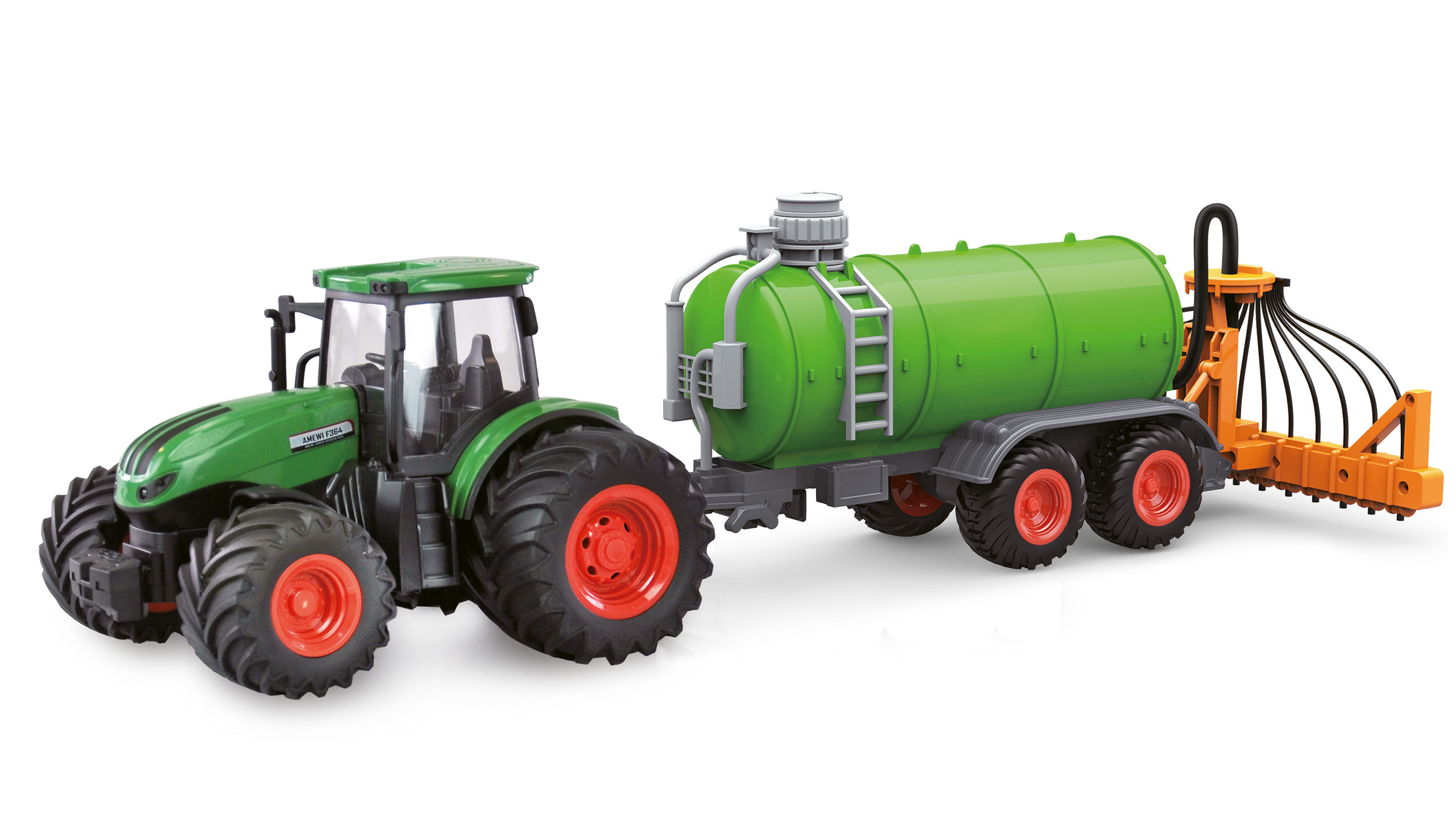 Radiostyrd Traktor - 1:24 Traktor med g&ouml;dselspridare tank - RTR