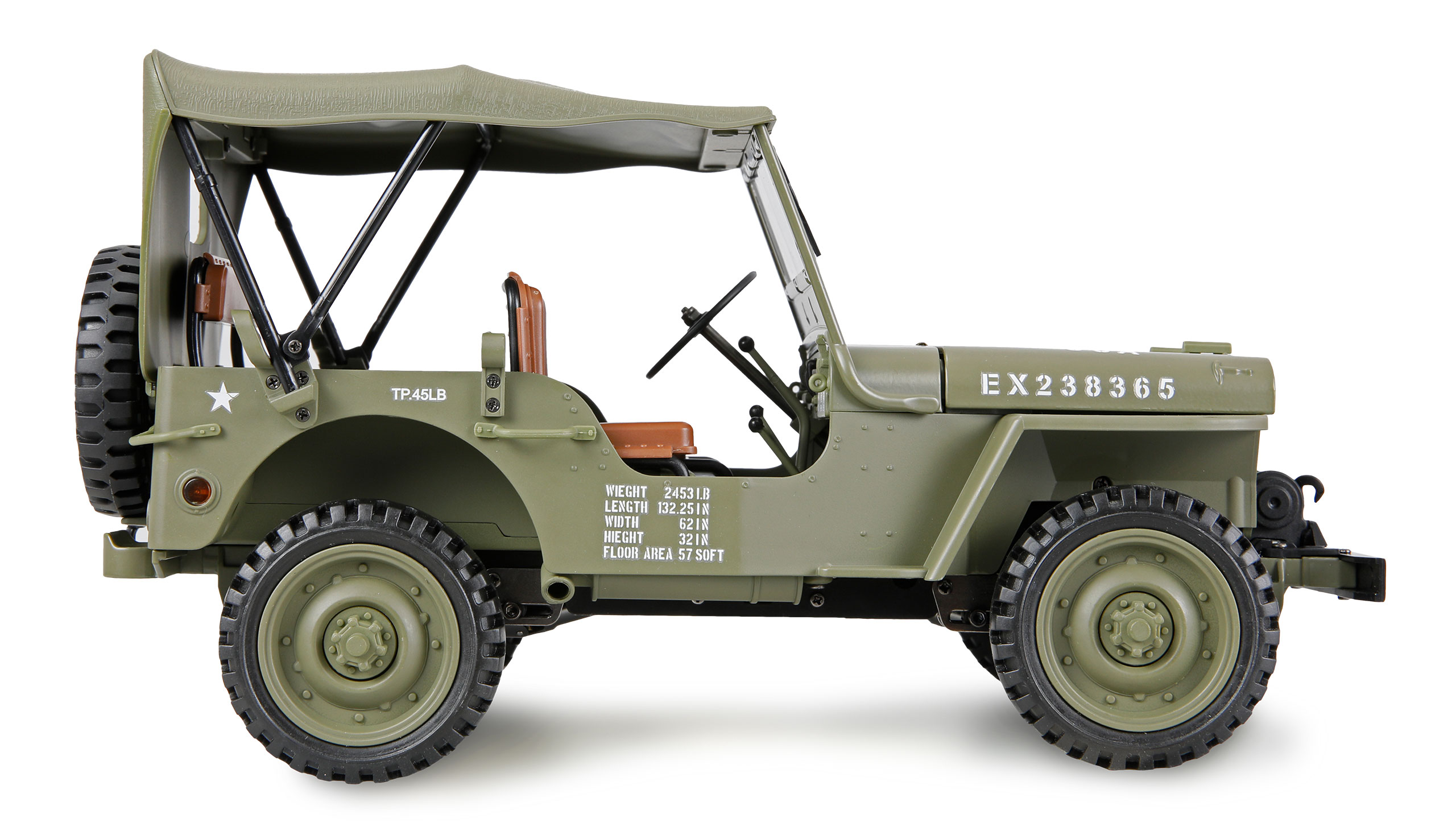 Thumbnail 678 f�r RC Millit&auml;r jeep - Willys Jeep MB Metall 4WD - 1:14 - 2,4Ghz - RTR