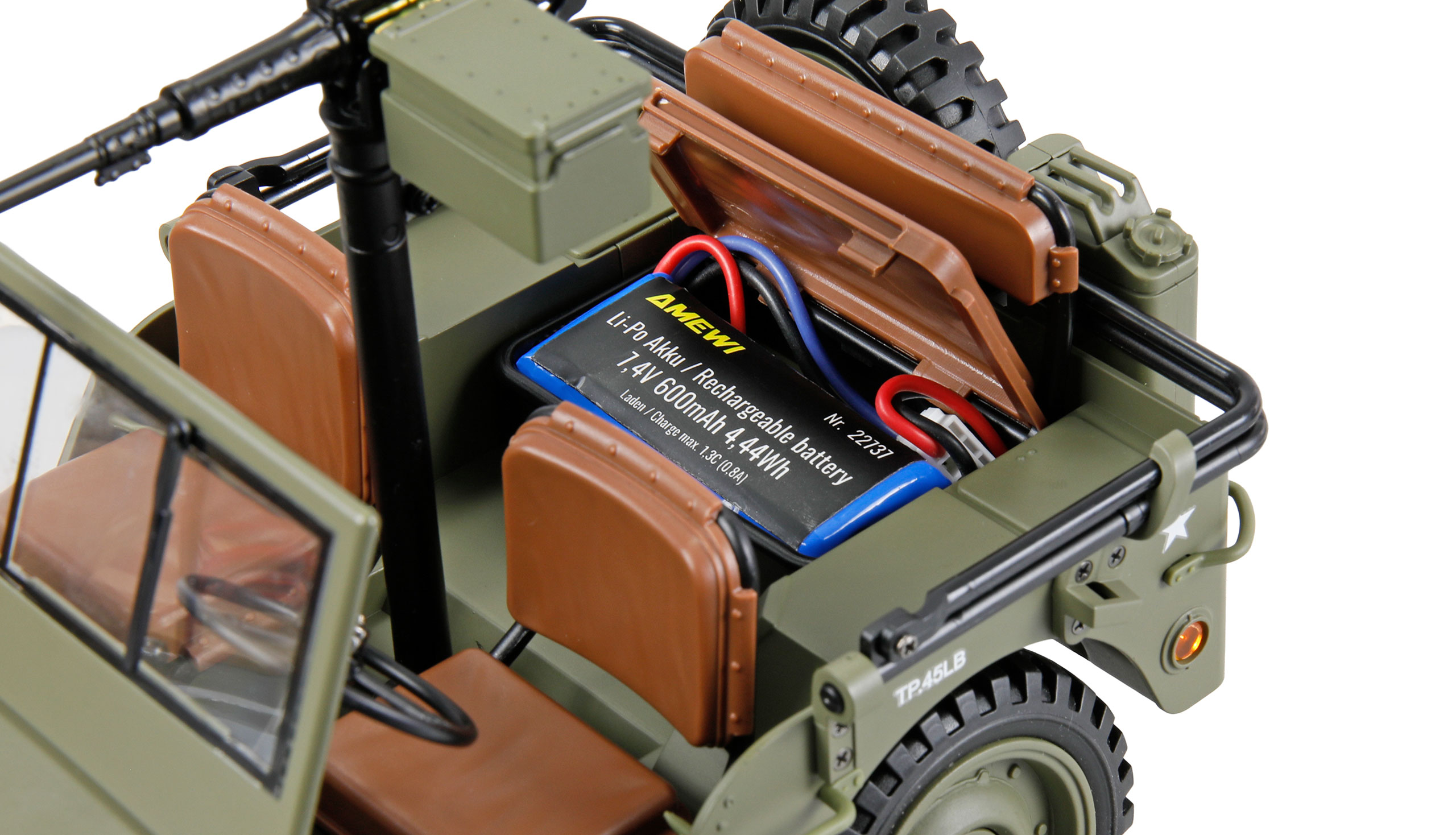Thumbnail 678 f�r RC Millit&auml;r jeep - Willys Jeep MB Metall 4WD - 1:14 - 2,4Ghz - RTR