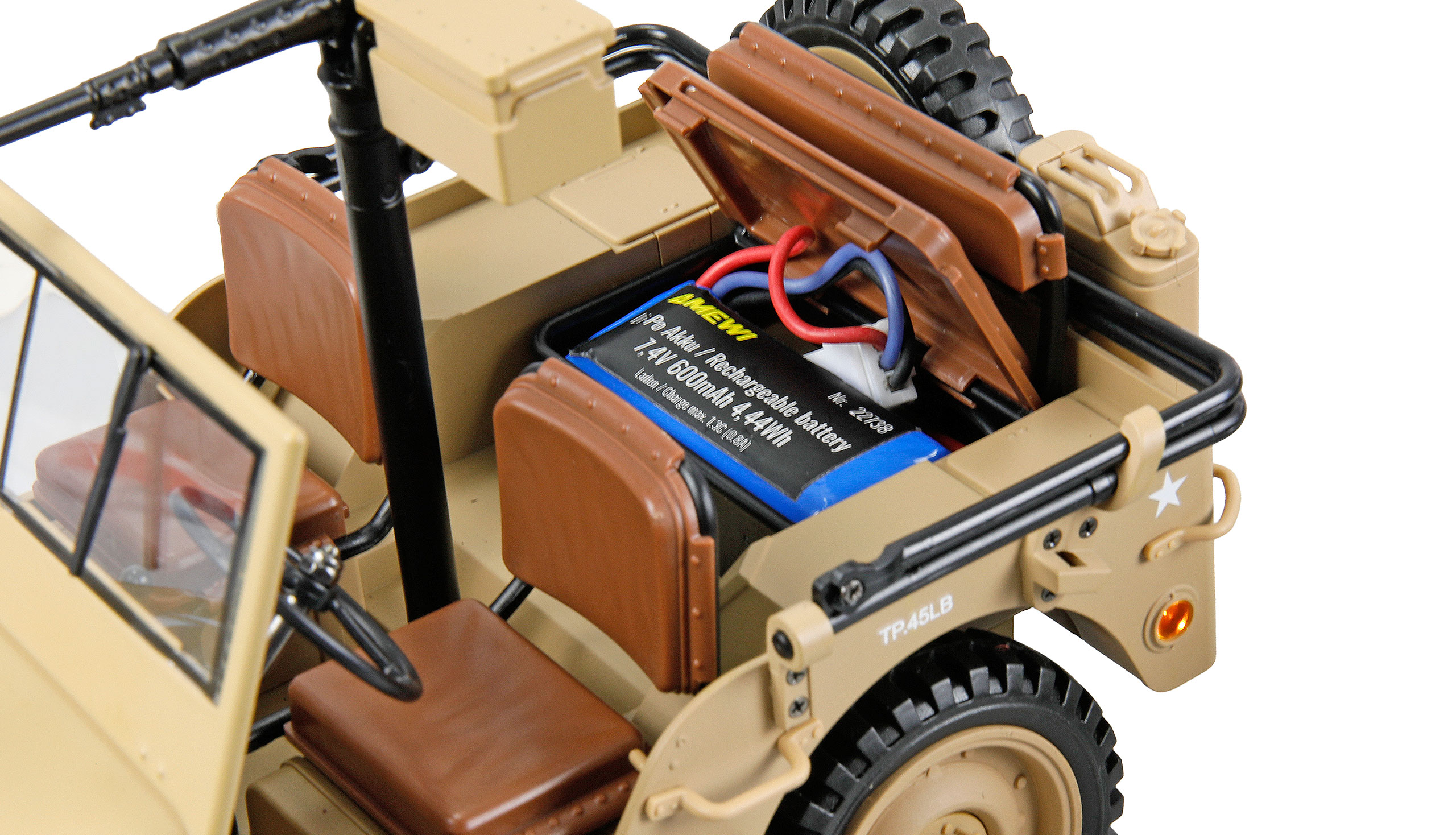 Thumbnail 678 f�r RC Millit&auml;r jeep - Willys Jeep MB Metall 4WD Sand - 1:14 - 2,4Ghz - RTR
