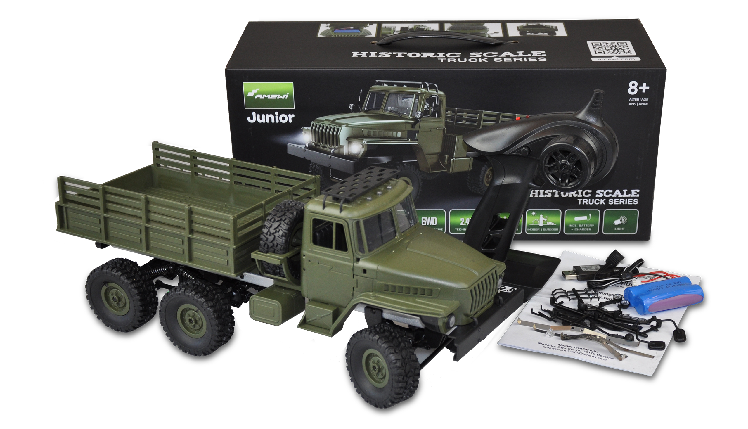 Thumbnail 680 f�r RC Milit&auml;rlastbil - Ural Truck LKW 6WD - 1:16 - RTR
