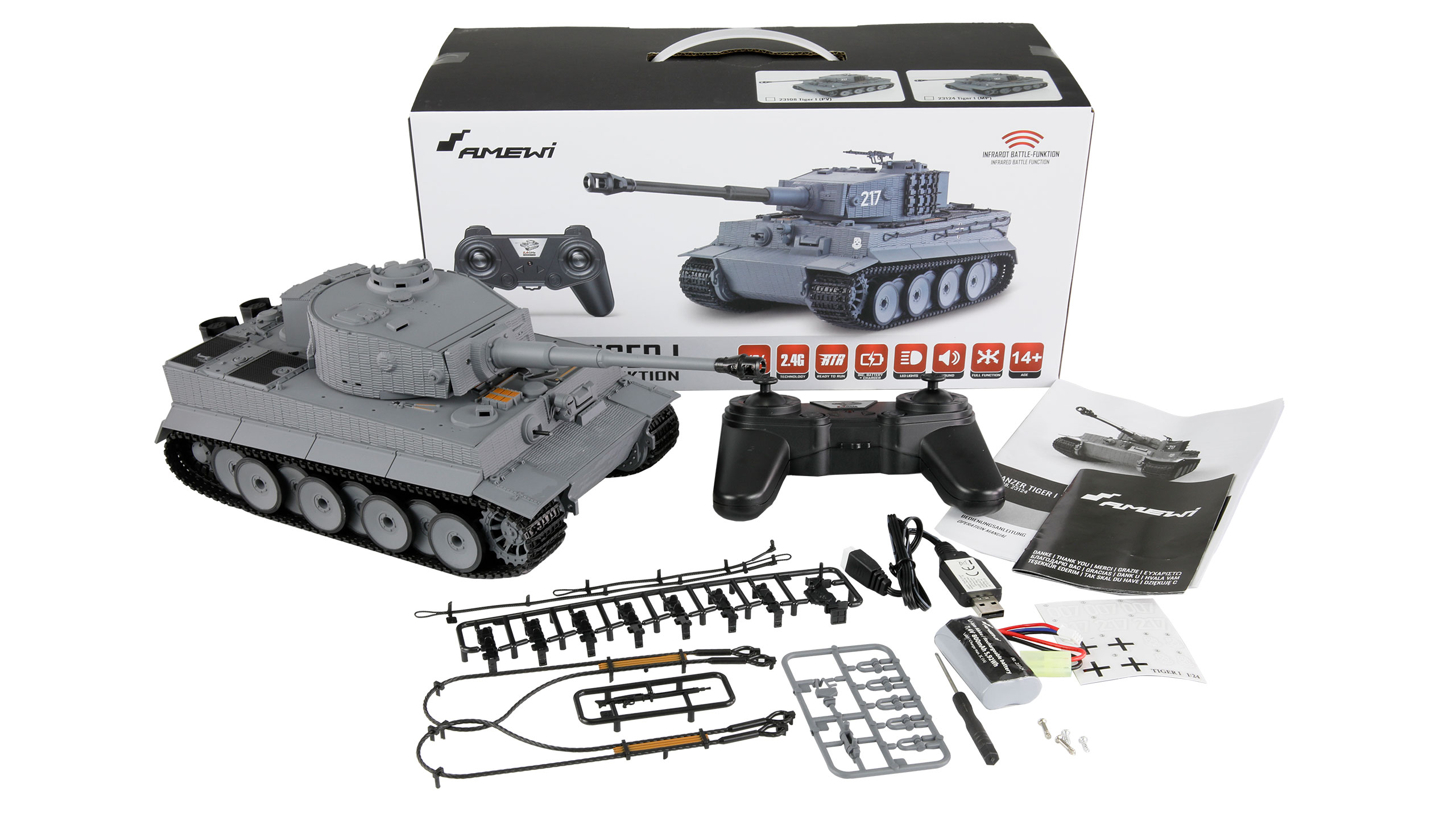Thumbnail 680 f�r Radiostyrd stridsvagn - 1:24 - Tiger I PV IR - RTR