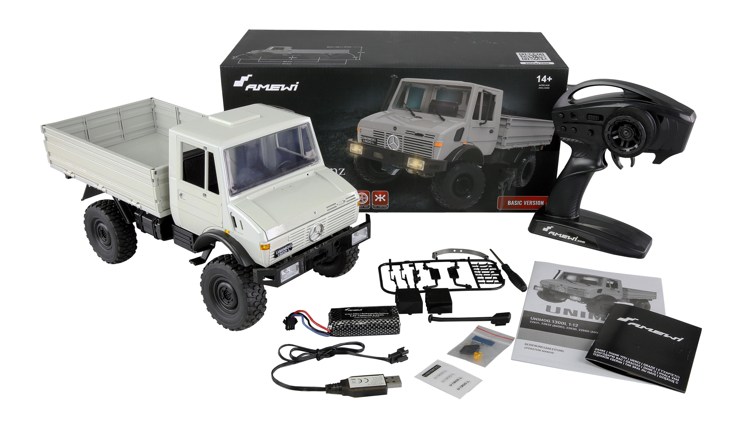 Thumbnail 681 f�r RC lastbil - Mercedes-Benz Unimog Gr&aring; - 1:12 - RTR